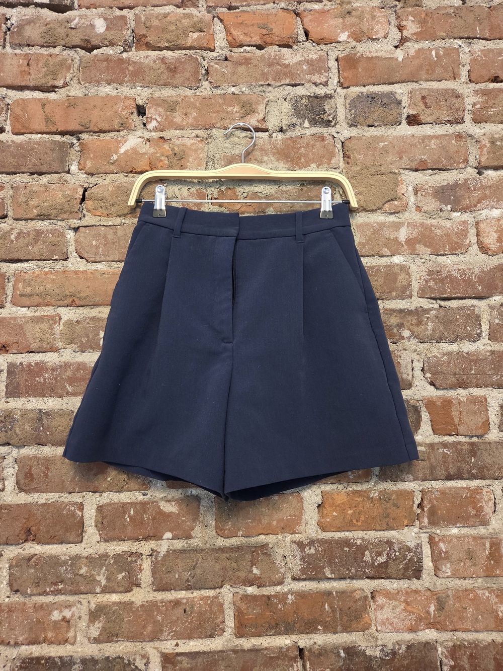 Abercrombie & Fitch Navy High-Waist Tailored Shorts